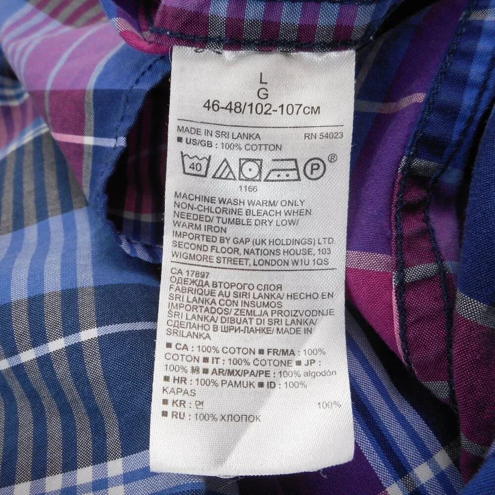 Banana Republic Men's Size L Camden Fit Custom 078 Wash Shirt Button-up Plaid